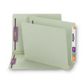 Smead End Tab Pressboard Classification Folders, Two SafeSHIELD Coated Fasteners, 3" Expansion, Letter Size, Gray-Green, 25/Box (34725)