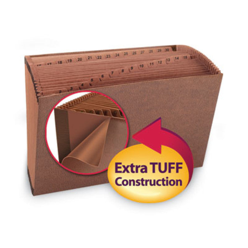 TUFF Expanding Open-Top Stadium File, 31 Sections, 1/31-Cut Tabs, Legal Size, Redrope