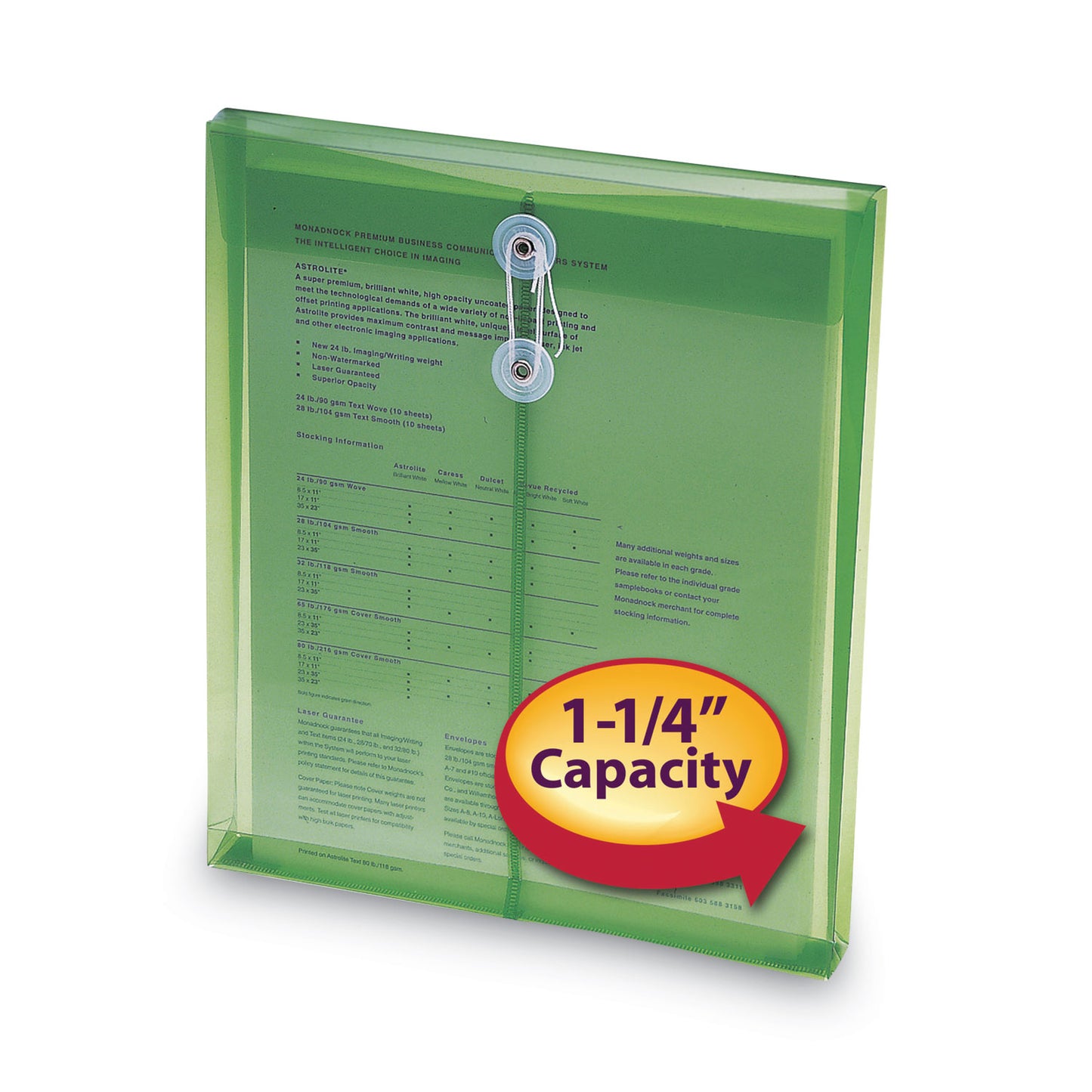 Smead Poly String and Button Interoffice Envelopes, Open-End (Vertical), 9.75 x 11.63, Transparent Green, 5/Pack (89543)