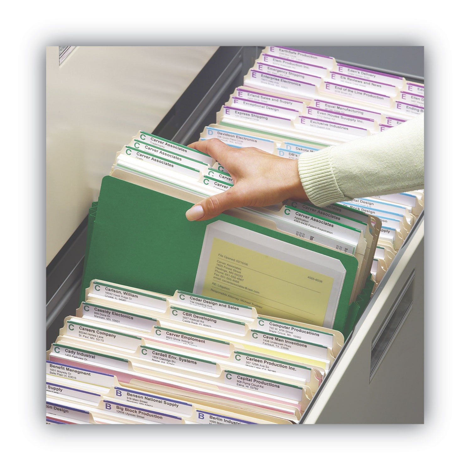 Smead Colored File Pockets, 1.75" Expansion, Letter Size, Green (73216)