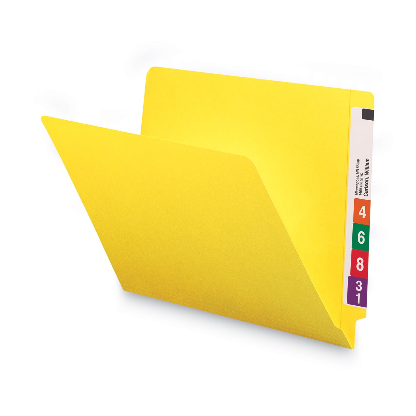 Smead Shelf-Master Reinforced End Tab Colored Folders, Straight Tabs, Letter Size, 0.75" Expansion, Yellow, 100/Box (25910)