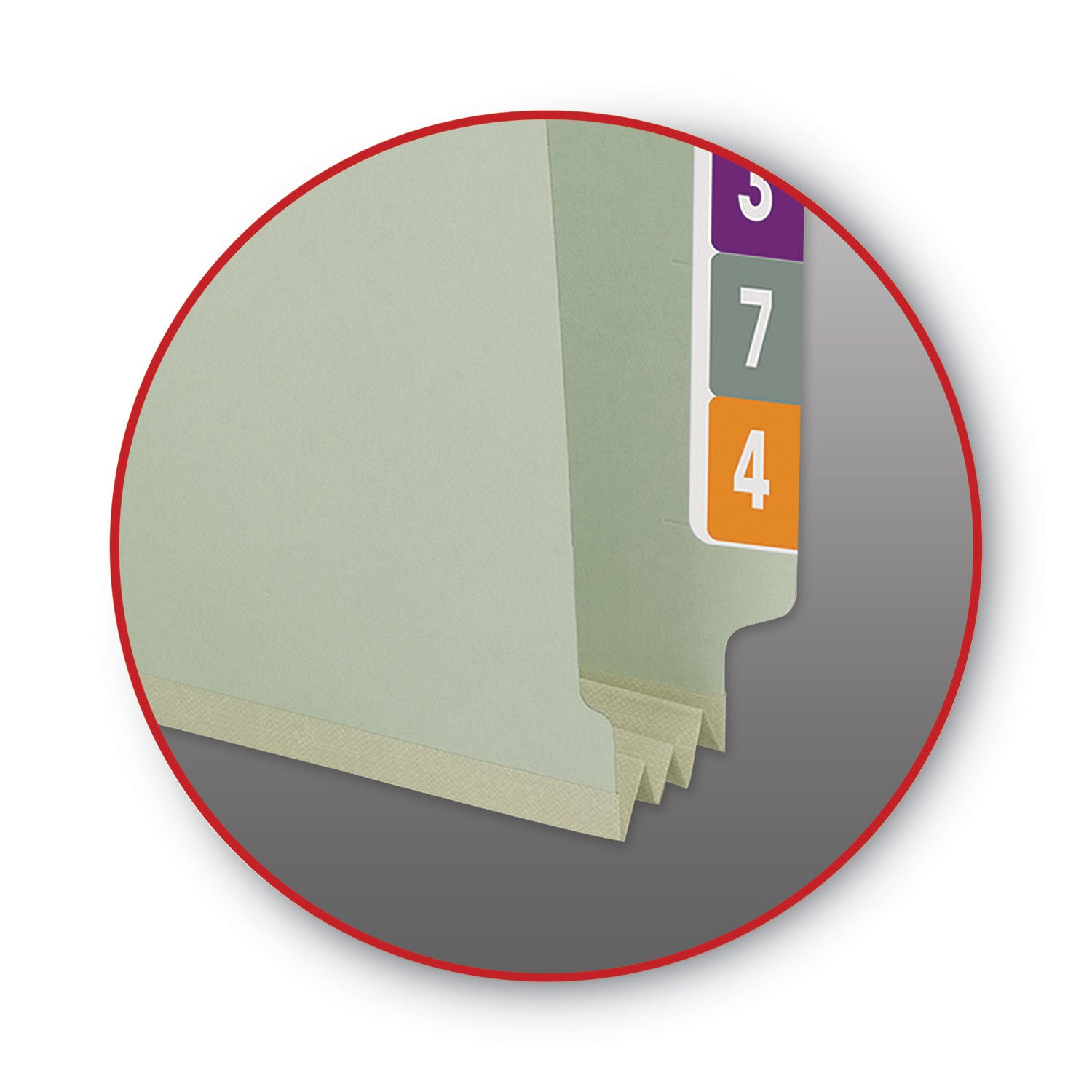 Smead End Tab Pressboard Classification Folders, Two SafeSHIELD Coated Fasteners, 3" Expansion, Letter Size, Gray-Green, 25/Box (34725)
