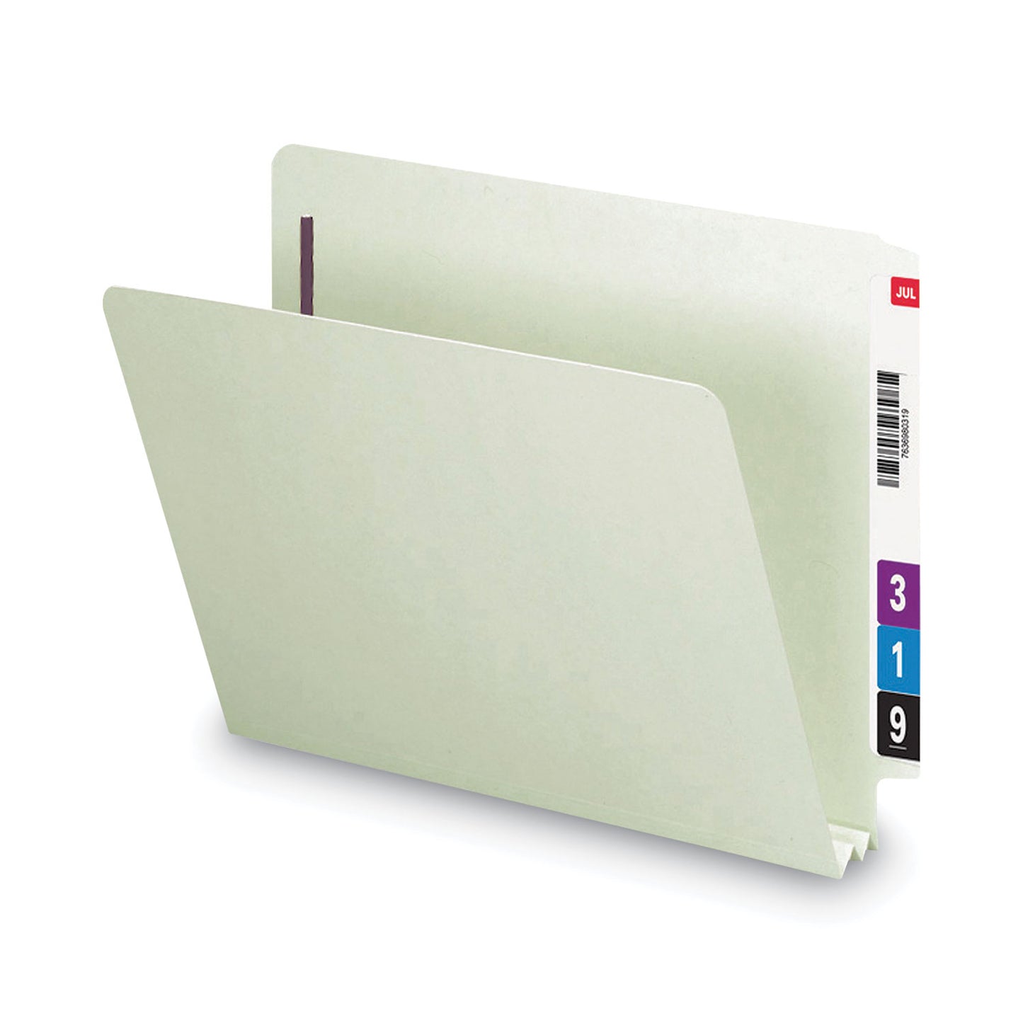 Smead End Tab Pressboard Classification Folders, Two SafeSHIELD Coated Fasteners, 2" Expansion, Letter Size, Gray-Green, 25/Box (34715)