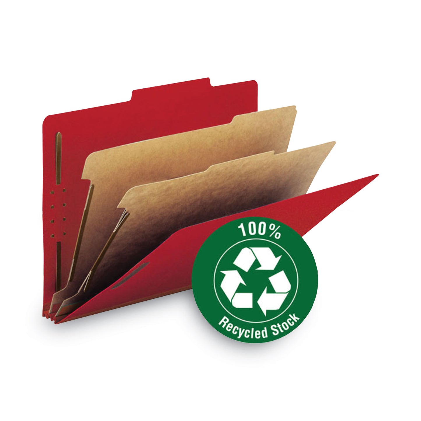 Smead Recycled Pressboard Classification Folders, 2" Expansion, 2 Dividers, 6 Fasteners, Letter Size, Bright Red, 10/Box (14061)