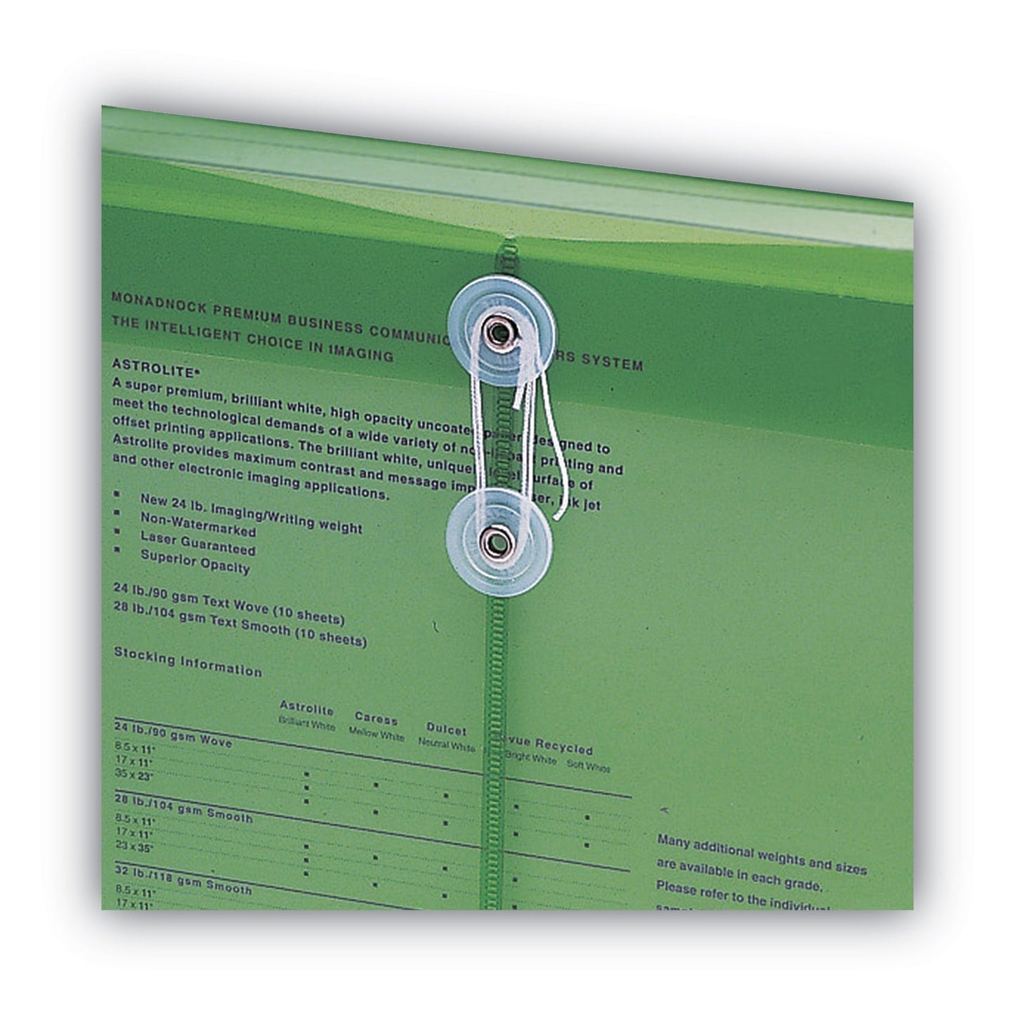 Smead Poly String and Button Interoffice Envelopes, Open-End (Vertical), 9.75 x 11.63, Transparent Green, 5/Pack (89543)