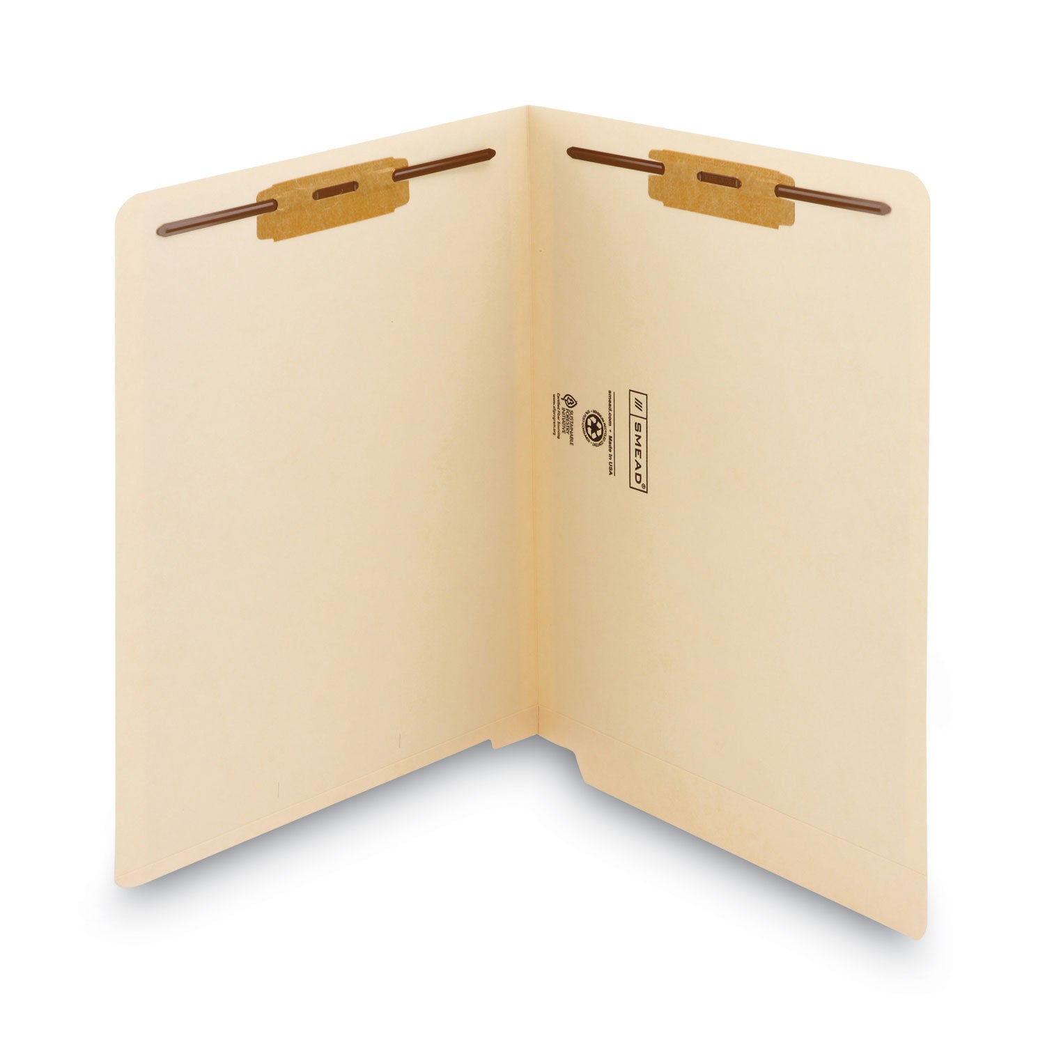 Smead Reinforced End Tab Fastener Folders, Antimicrobial Protection, 0.75" Expansion, 2 Fasteners, Letter Size, Manila, 50/Box (34116)
