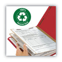 Smead Recycled Pressboard Classification Folders, 2" Expansion, 2 Dividers, 6 Fasteners, Letter Size, Bright Red, 10/Box (14061)