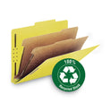 Smead Recycled Pressboard Classification Folders, 2" Expansion, 2 Dividers, 6 Fasteners, Letter Size, Yellow Exterior, 10/Box (14064)