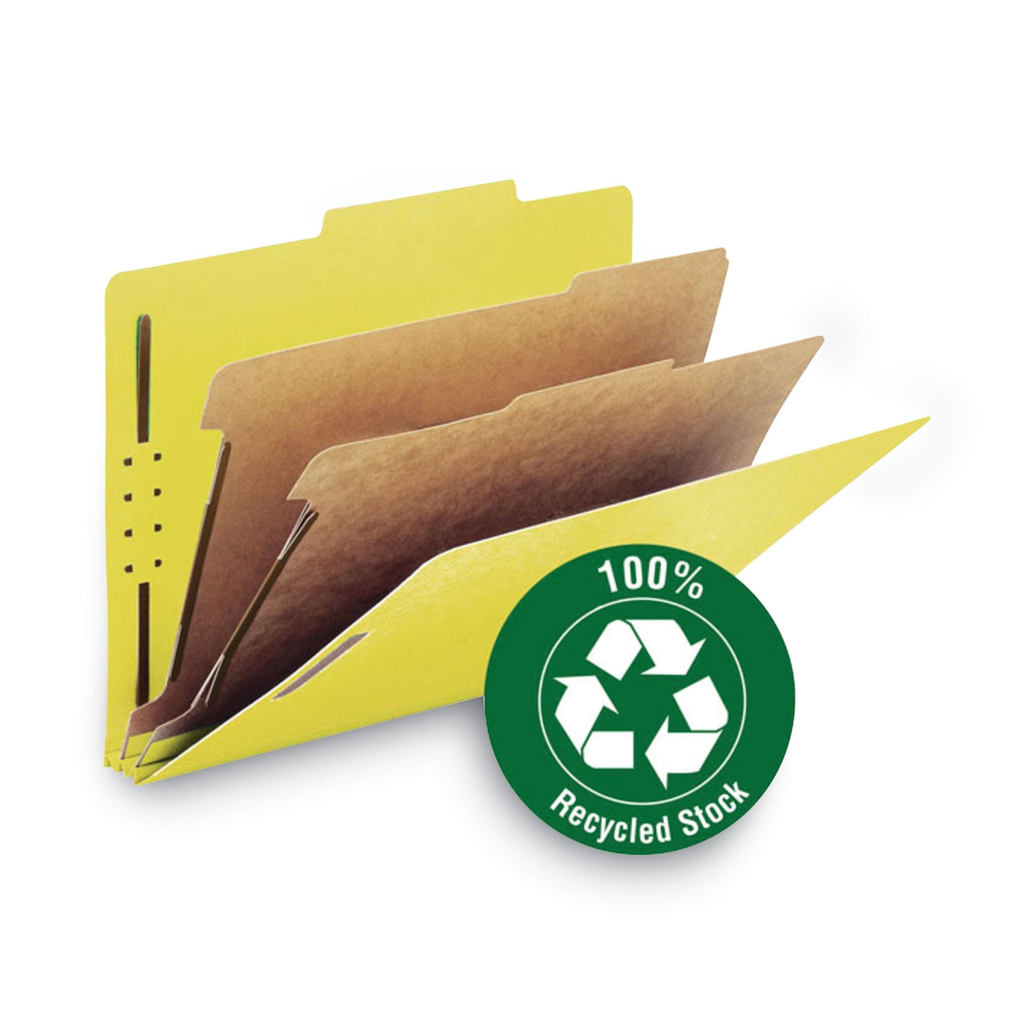 Smead Recycled Pressboard Classification Folders, 2" Expansion, 2 Dividers, 6 Fasteners, Letter Size, Yellow Exterior, 10/Box (14064)