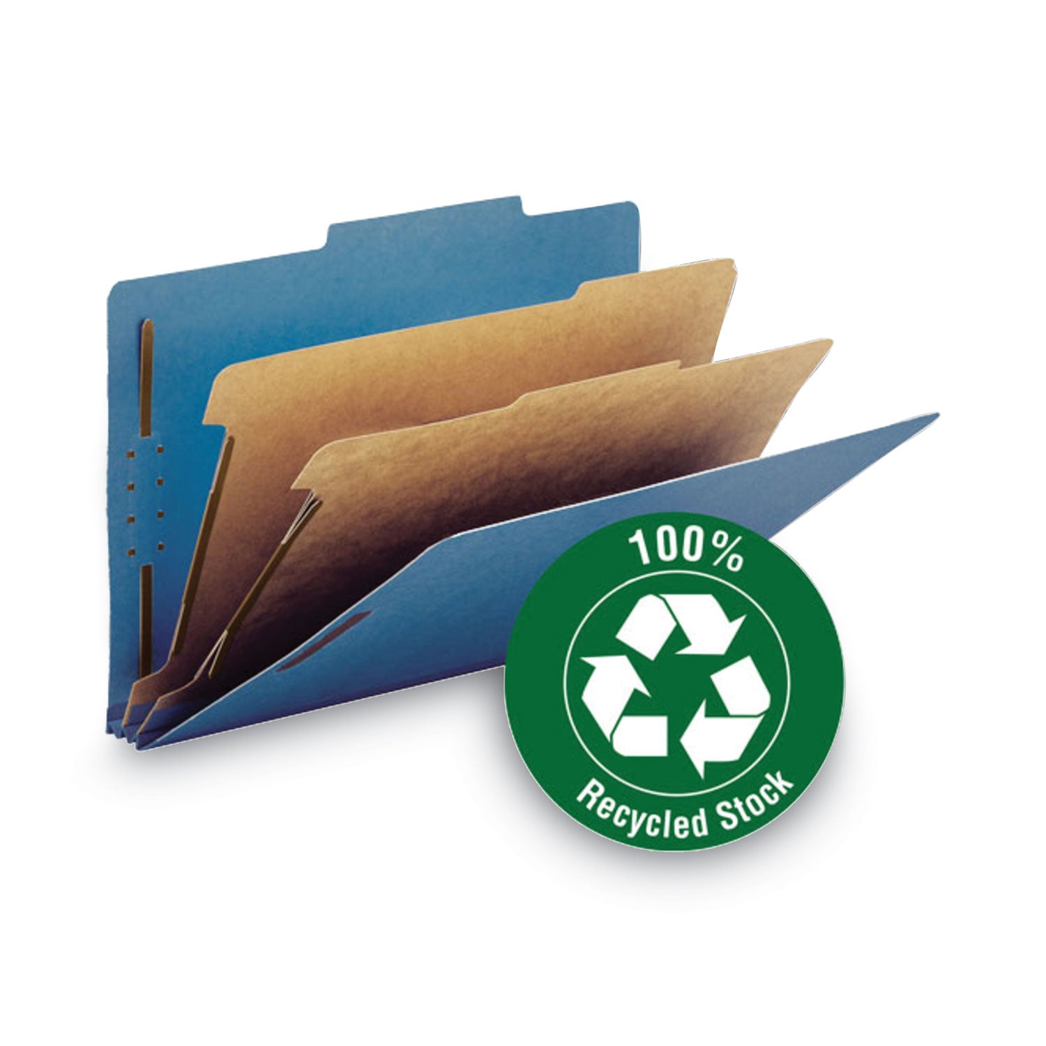 Smead Recycled Pressboard Classification Folders, 2" Expansion, 2 Dividers, 6 Fasteners, Letter Size, Dark Blue, 10/Box (14062)