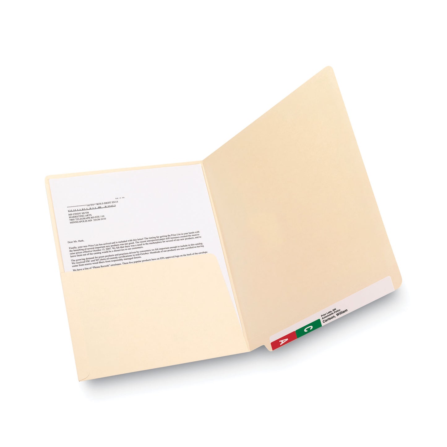 Smead Heavyweight Manila End Tab Pocket Folders, Interior Front Panel Pocket, Straight Tabs, Letter Size, 11-pt Manila, 50/Box (24115)