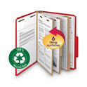 Smead Recycled Pressboard Classification Folders, 2" Expansion, 2 Dividers, 6 Fasteners, Letter Size, Bright Red, 10/Box (14061)
