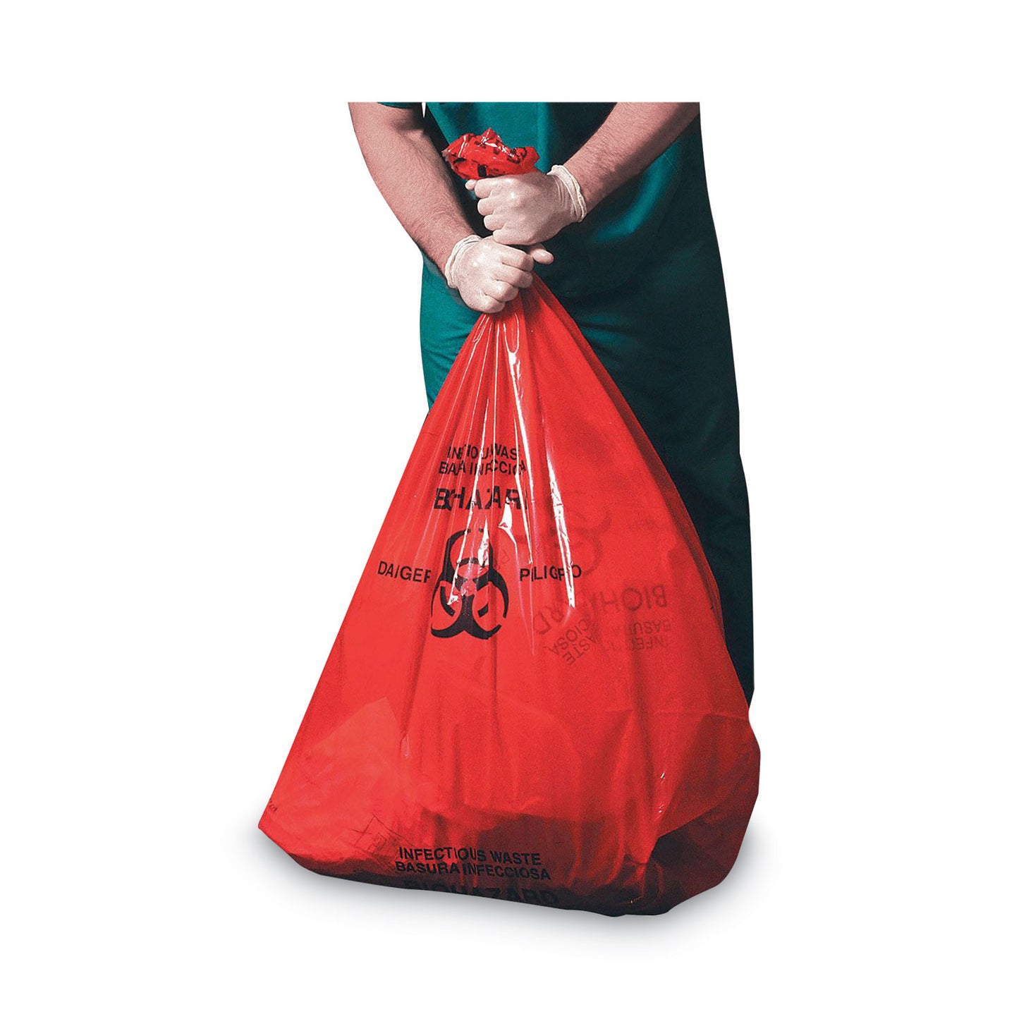 Heritage Healthcare Pre-Printed High-Density Can Liners, Infectious Waste Biohazard, 33 gal, 13.97mic, 33 x 40, Red, Flat Pack, 250/CT (Z6640HRP01)