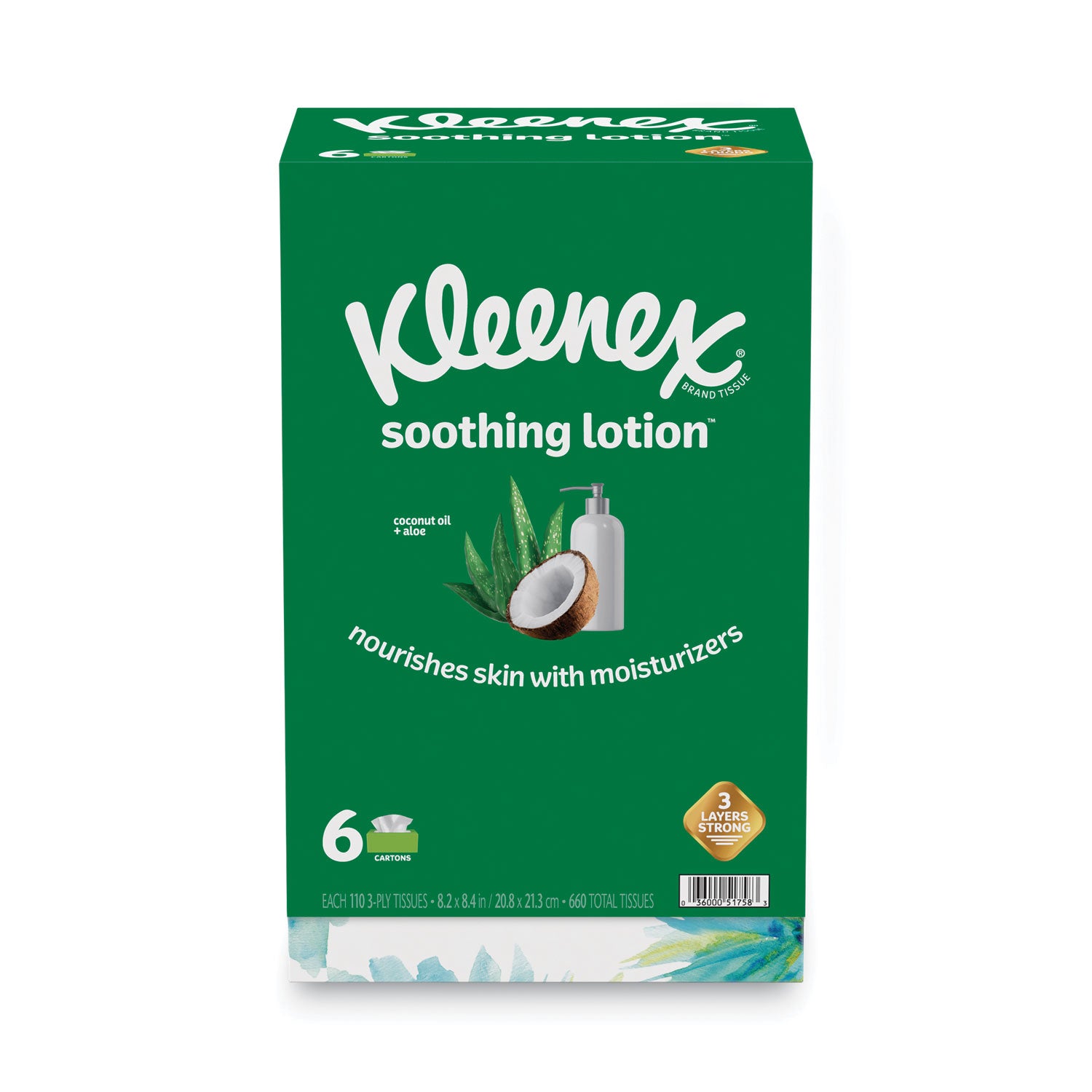 Kleenex Lotion Facial Tissue, 3-Ply, White, 110 Sheets/Box, 6 Boxes/Pack (51758)