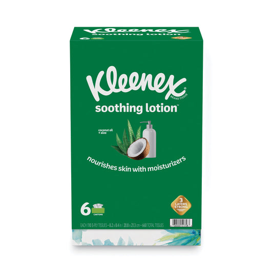 Kleenex Lotion Facial Tissue, 3-Ply, White, 110 Sheets/Box, 6 Boxes/Pack (51758)