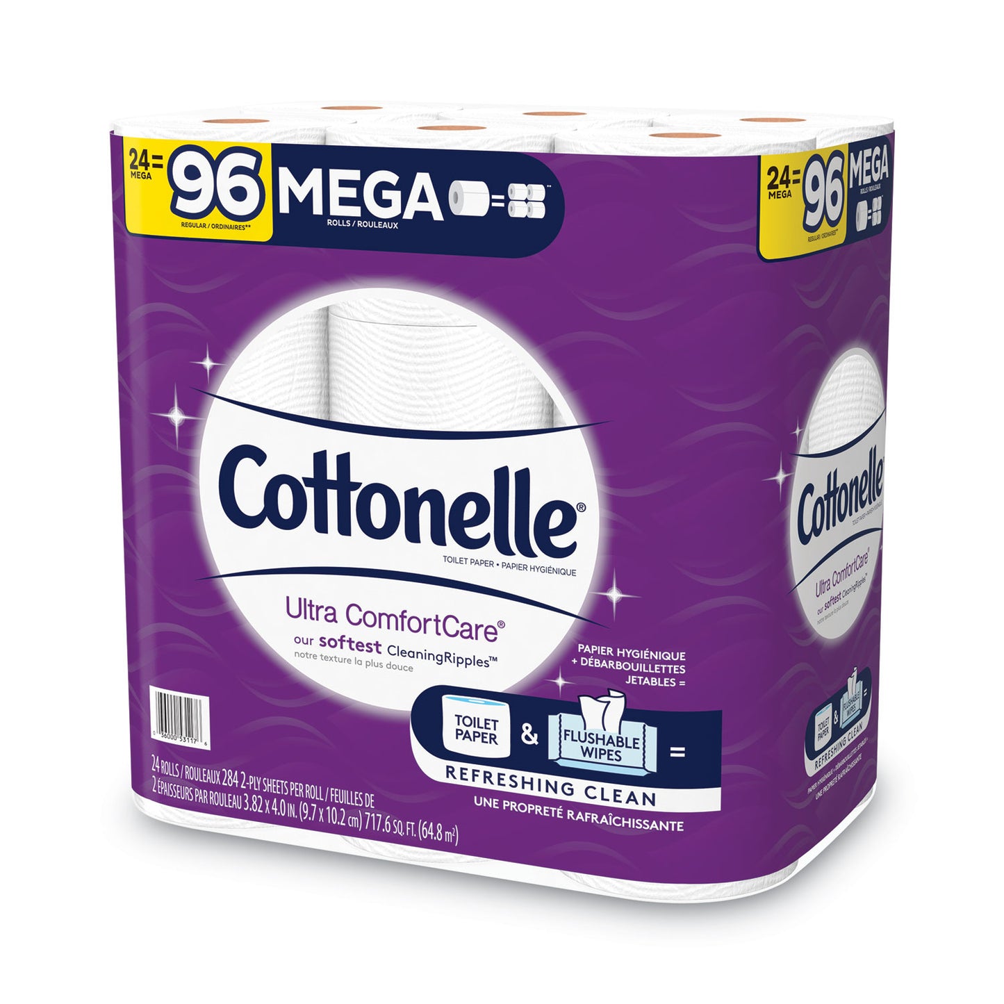 Cottonelle Ultra ComfortCare Toilet Paper, Soft Tissue, Mega Rolls, Septic Safe, 2-Ply, White, 284 Sheets/Roll, 24 Rolls/Pack (53756)