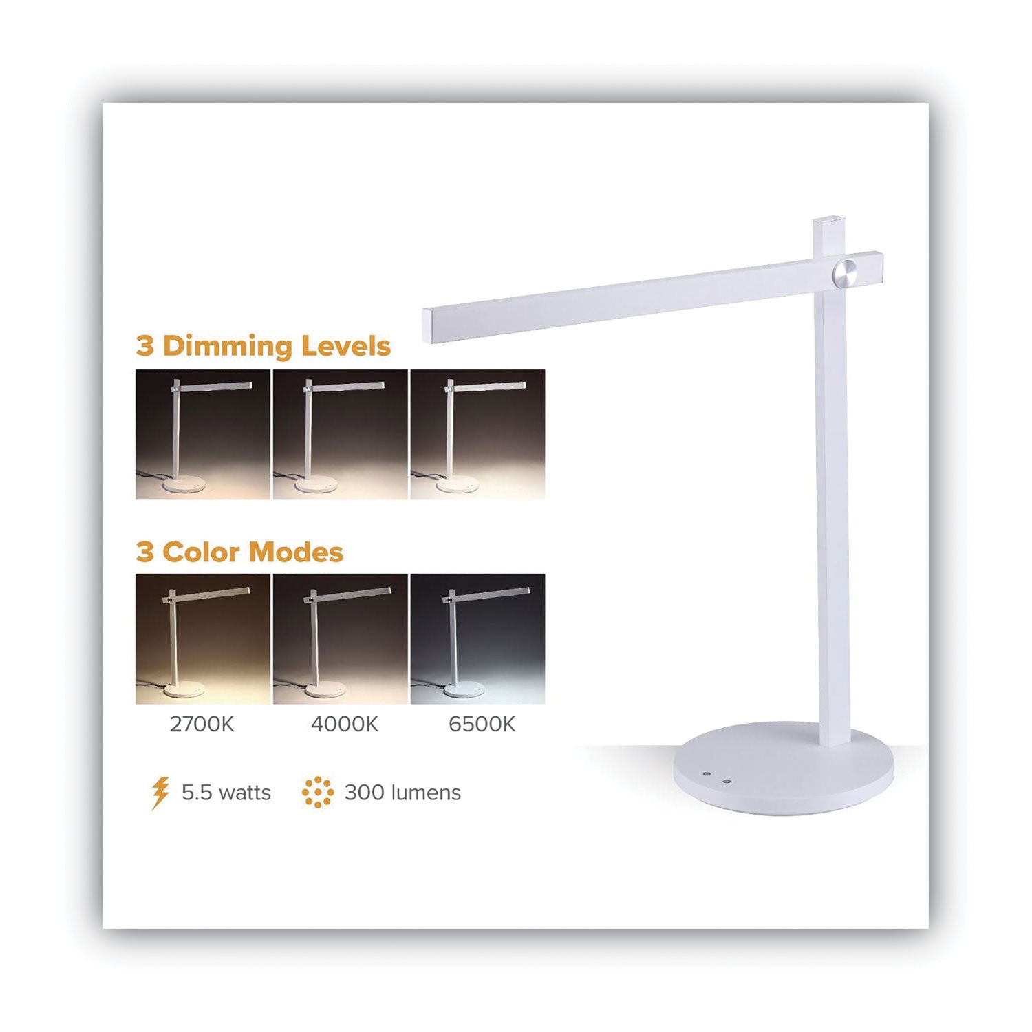 Bostitch Dimmable-Bar LED Desk Lamp, White (VLED1813WH)