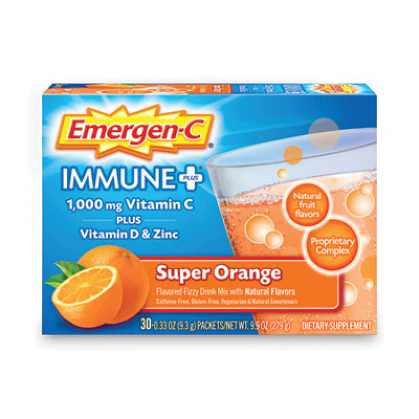 Emergen-C Immune+ Formula, 0.33 oz, Super Orange, 30 Packets (F85898100042)