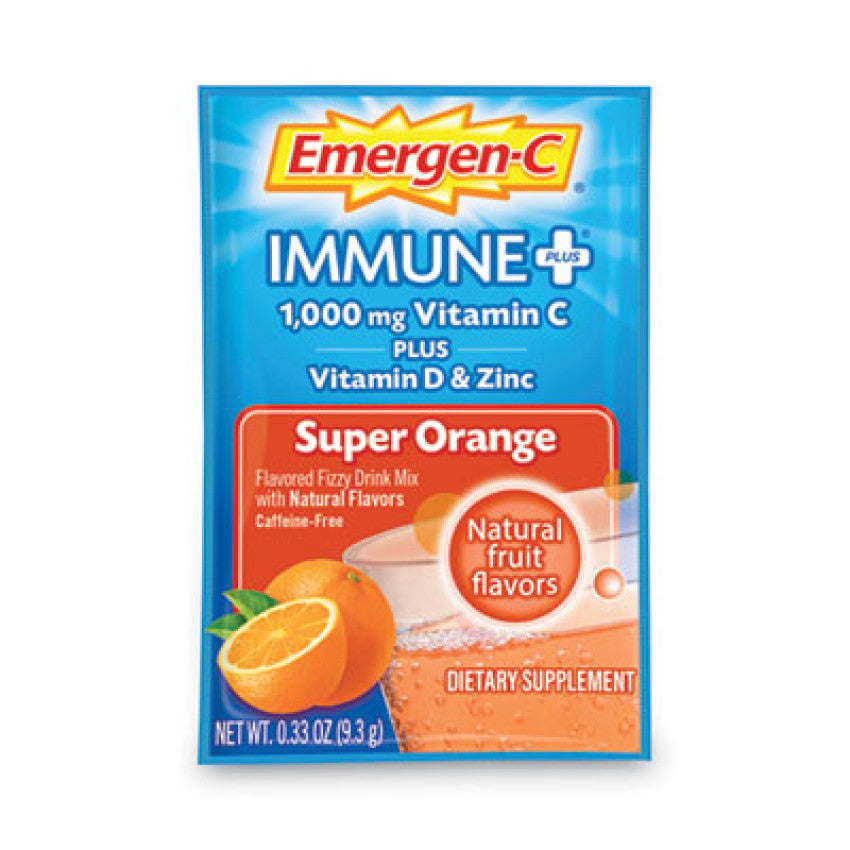 Emergen-C Immune+ Formula, 0.33 oz, Super Orange, 30 Packets (F85898100042)