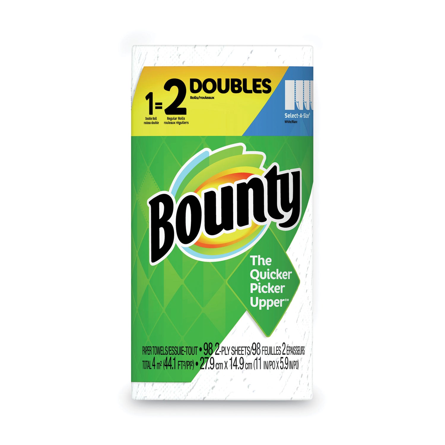 Bounty Select-a-Size Kitchen Roll Paper Towels, 2-Ply, 5.9 x 11, White, 98 Sheets/Roll, 24 Rolls/Carton (66539)