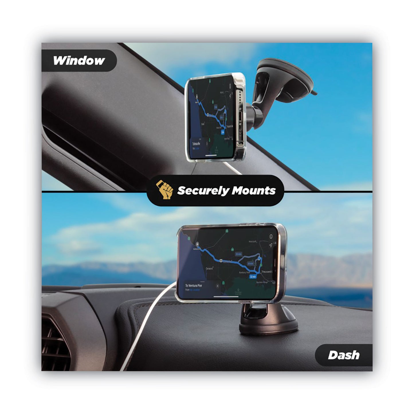 Scosche MagicMount MSC Window/Dash Car Phone Holder Mount Kit for iPhone 12, Black (MSHWDPD20SP)