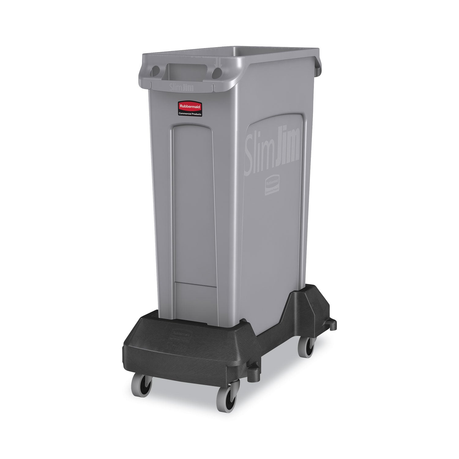 Rubbermaid Commercial Slim Jim Resin Trainable Dolly, 120 lb Capacity, 23.86 x 14.71 x 8.36, Black (1980602)