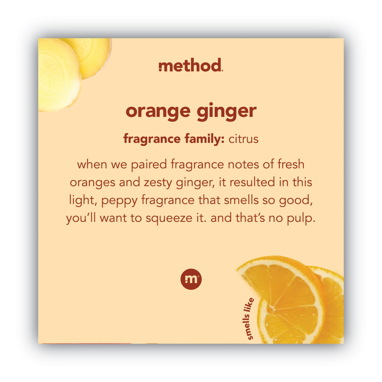 Method Foaming Hand Wash, Orange Ginger Scent, 10 oz, 6/Carton (01474)