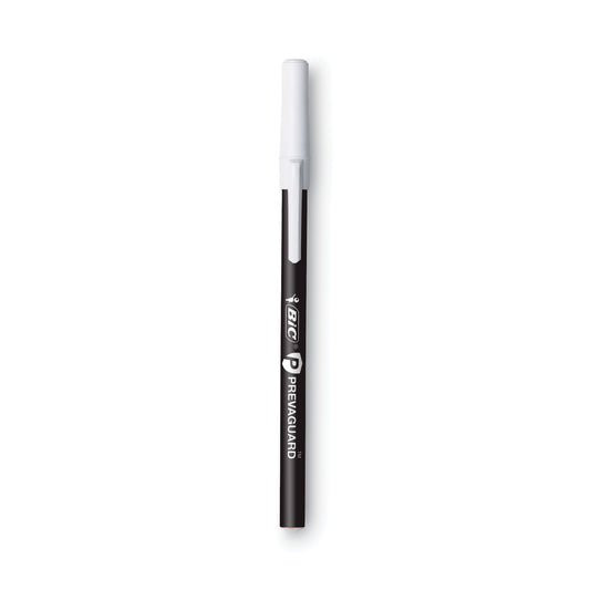 BIC PrevaGuard Round Stic Pen, Stick, Medium 1 mm, Black Ink, Black Barrel, Dozen (GSAM11BK)