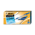 BIC Round Stic Grip Xtra Comfort Ballpoint Pen, Stick, Fine 0.8 mm, Blue Ink, Gray/Blue Barrel, Dozen (GSFG11BE)