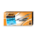 BIC Round Stic Grip Xtra Comfort Ballpoint Pen, Easy-Glide, Stick, Medium 1.2 mm, Black Ink, Gray/Black Barrel, Dozen (GSMG11BK)