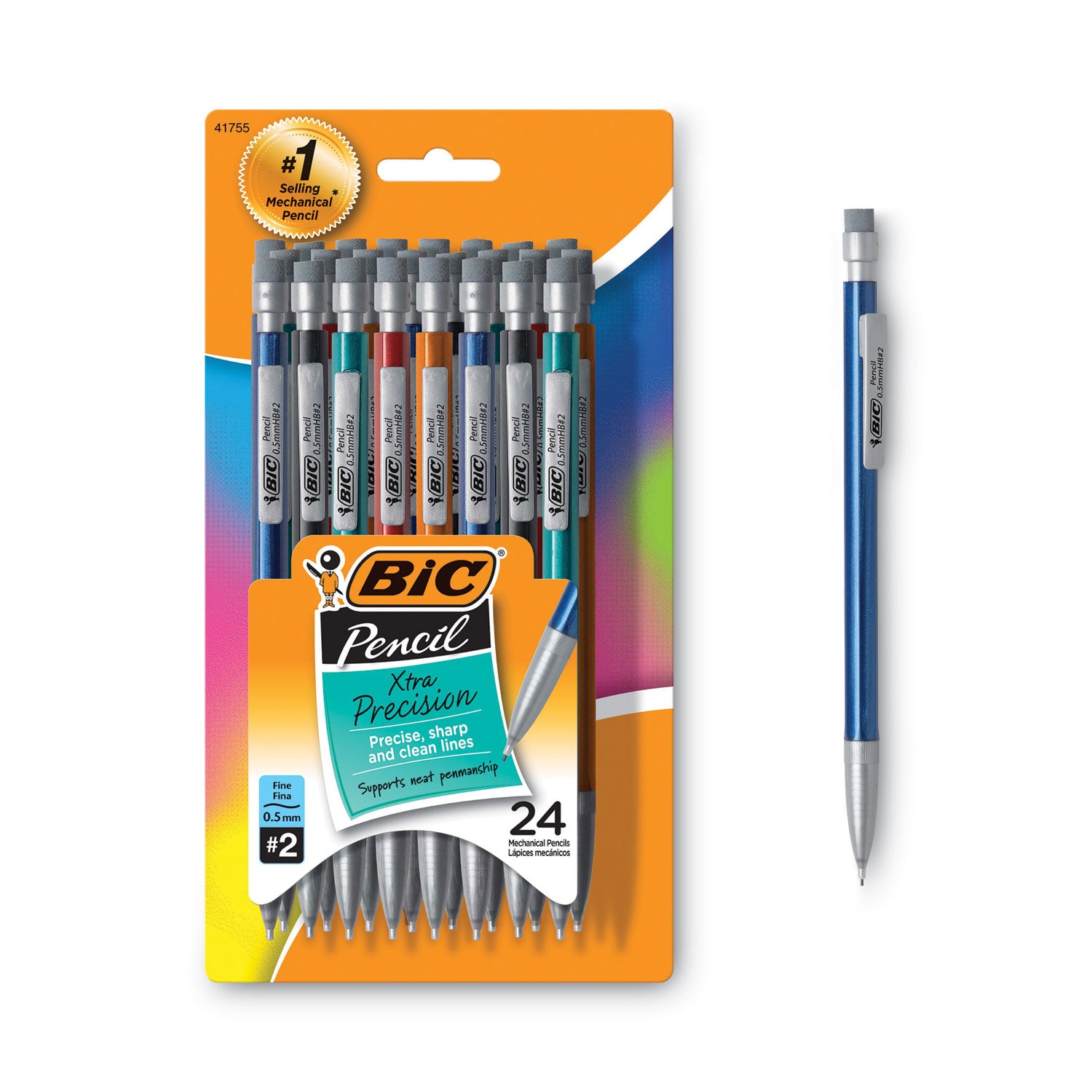BIC Xtra-Precision Mechanical Pencil Value Pack, 0.5 mm, HB (#2), Black Lead, Assorted Barrel Colors, 24/Pack (MPLMFP241)