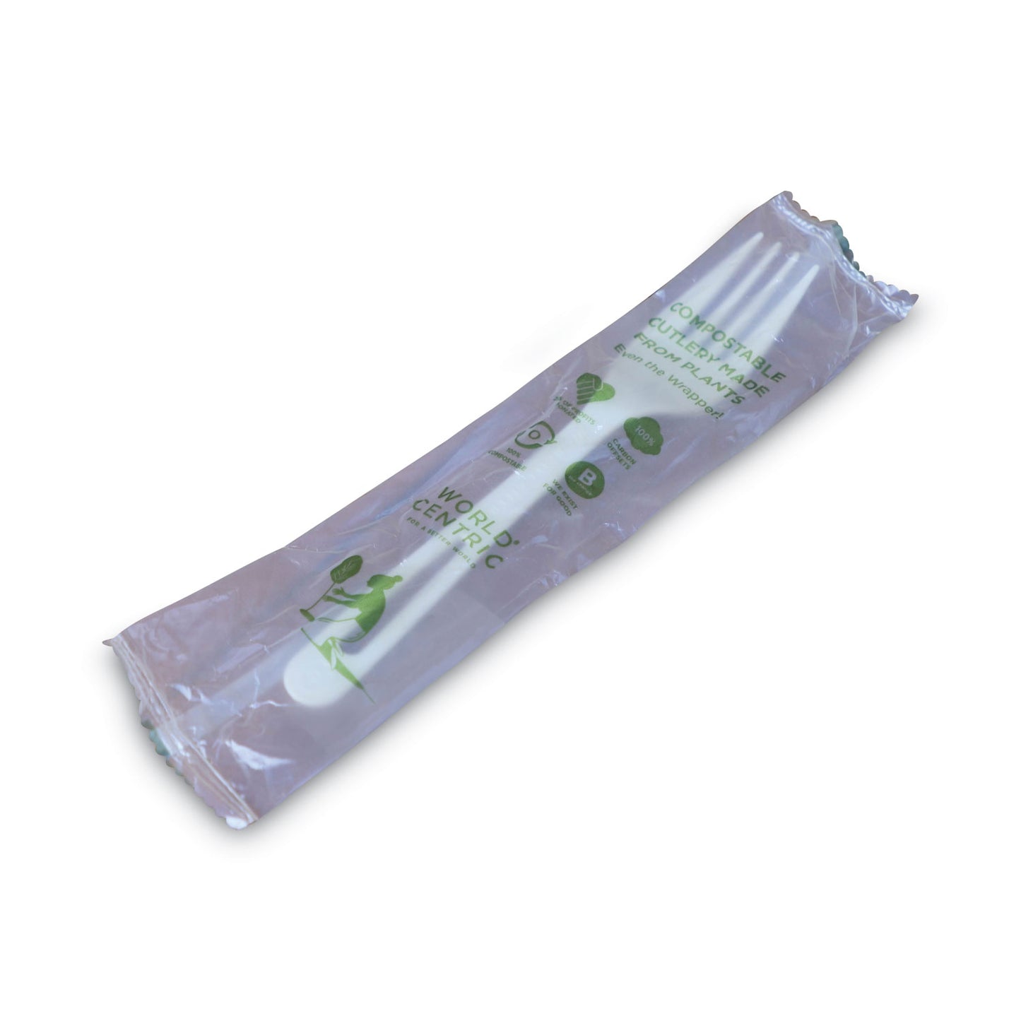 World Centric TPLA Compostable Cutlery, Fork, 6.3", White, 750/Carton (FOPSI)