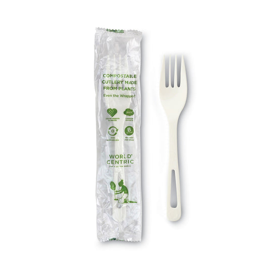 World Centric TPLA Compostable Cutlery, Fork, 6.3", White, 750/Carton (FOPSI)