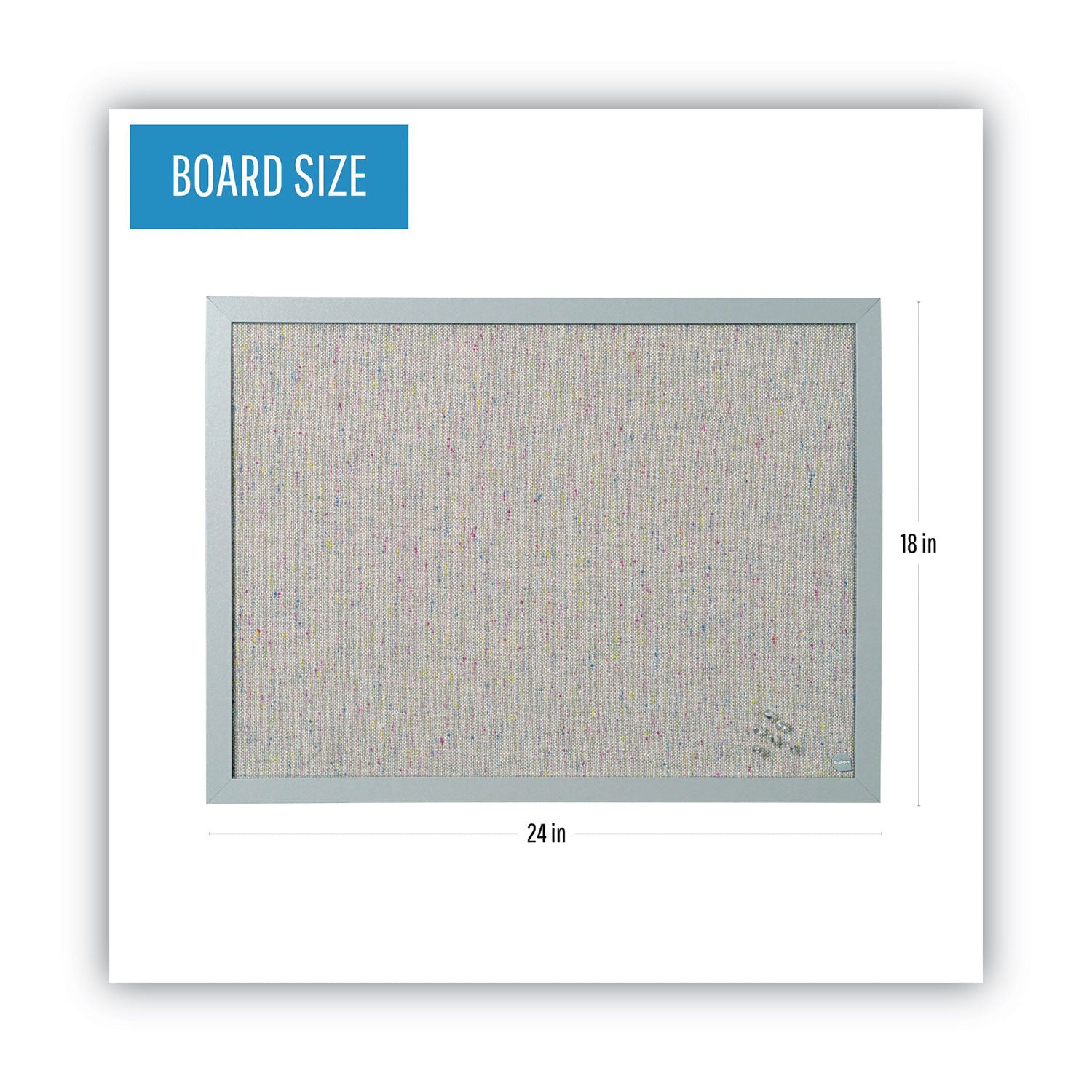 MasterVision Designer Fabric Bulletin Board, 24 x 18, Gray Surface, Gray MDF Wood Frame (FB0470608)