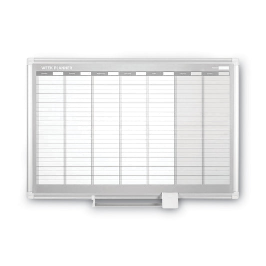 MasterVision Magnetic Dry Erase Calendar Board, Weekly Calendar, 36 x 24, White Surface, Silver Aluminum Frame (GA0396830)