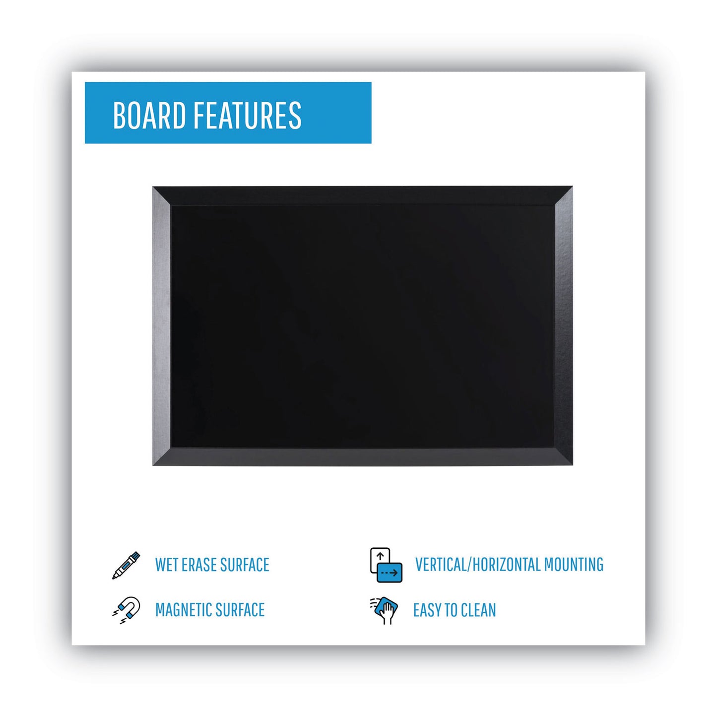 MasterVision Kamashi Wet-Erase Board, 36 x 24, Black Surface, Black Wood Frame (MM07151620)