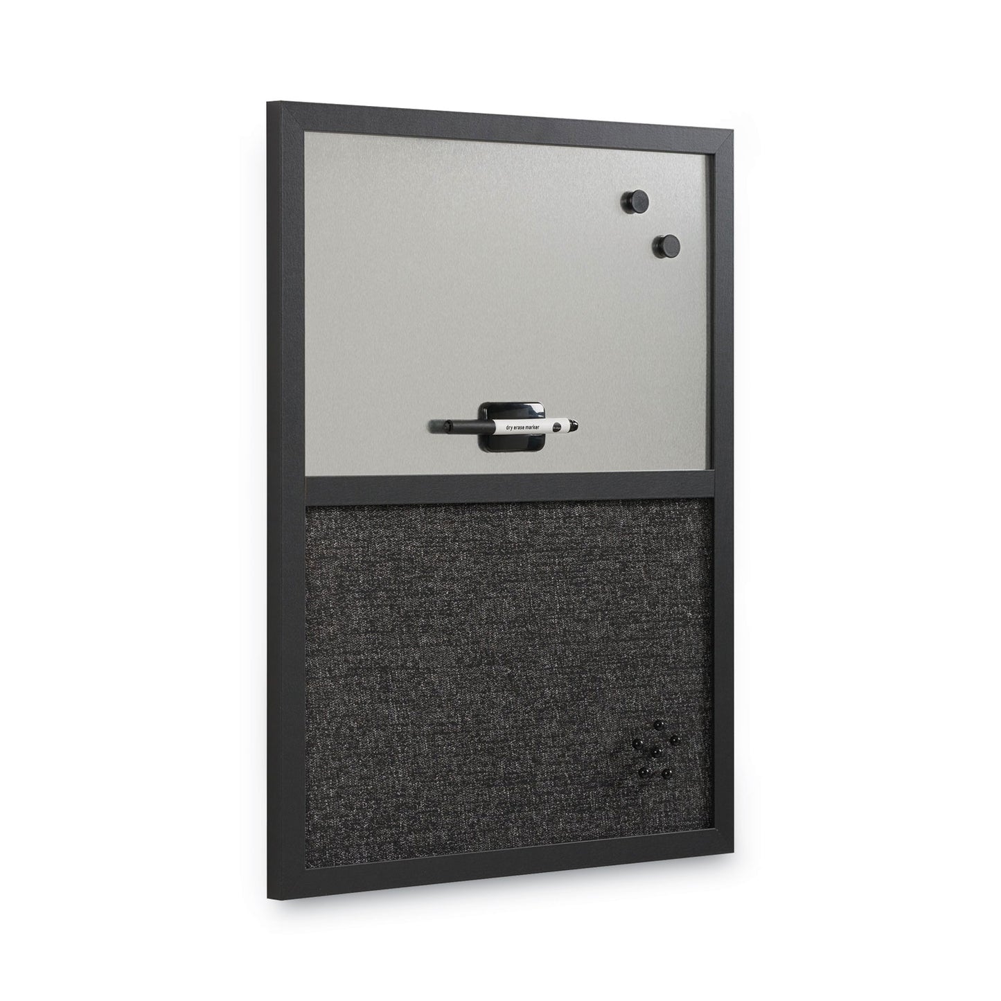 MasterVision Designer Combo Fabric Bulletin/Dry Erase Board, 24 x 18, Charcoal/Gray Surface, Black MDF Wood Frame (MX04433168)