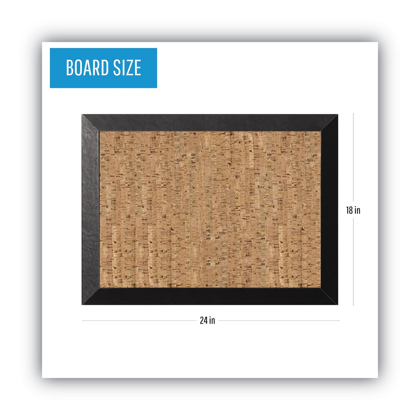 MasterVision Natural Cork Bulletin Board, 24 x 18, Tan Surface, Black Wood Frame (SF0422581012)