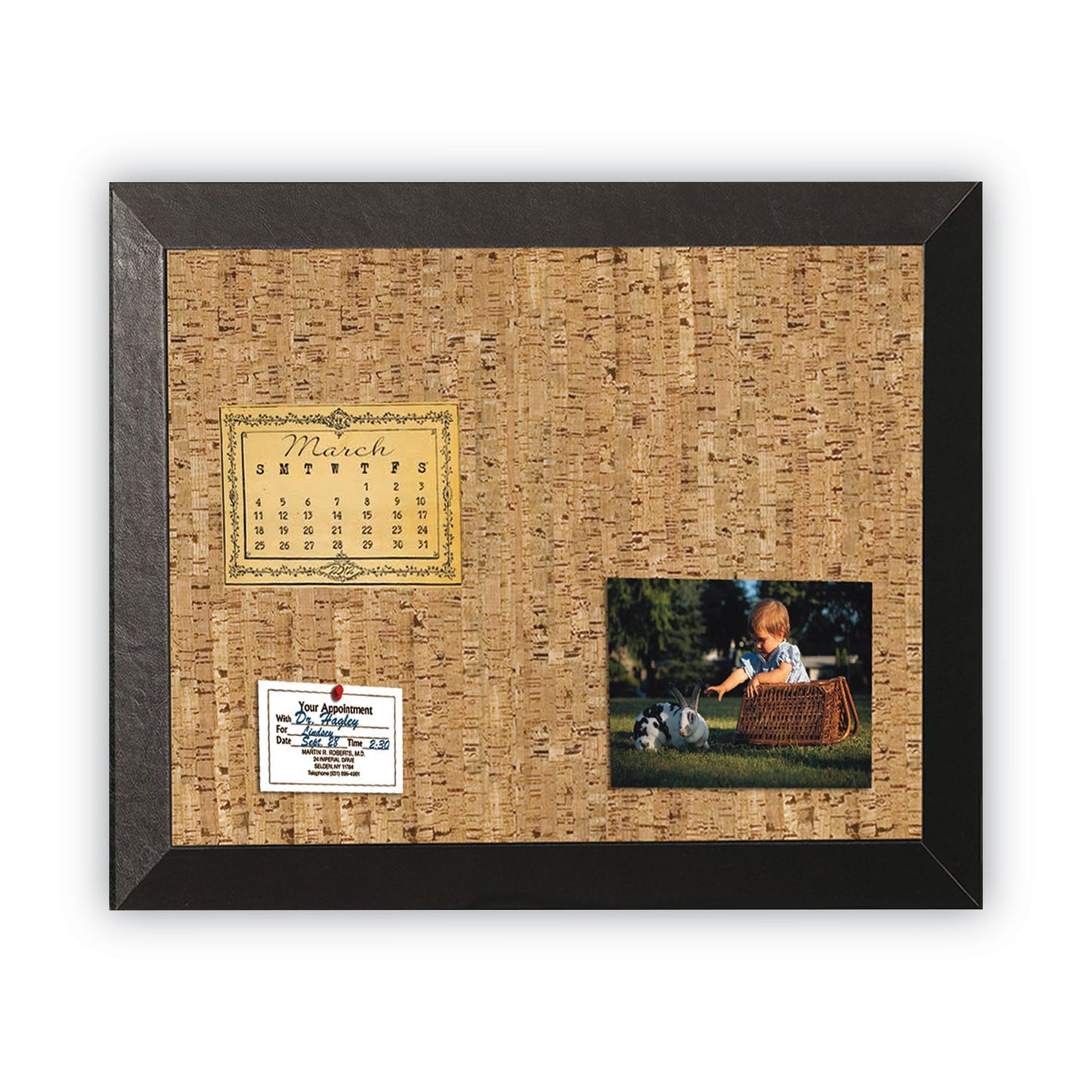 MasterVision Natural Cork Bulletin Board, 24 x 18, Tan Surface, Black Wood Frame (SF0422581012)