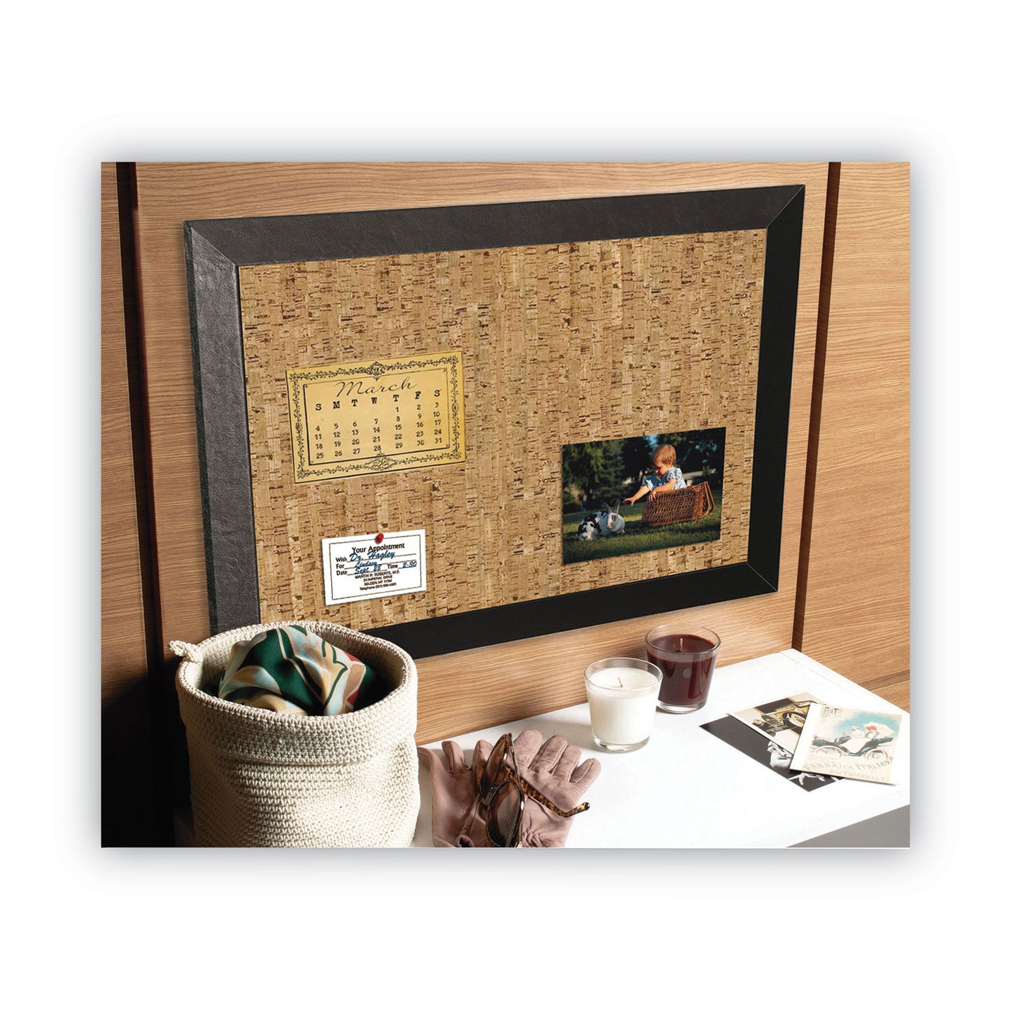 MasterVision Natural Cork Bulletin Board, 24 x 18, Tan Surface, Black Wood Frame (SF0422581012)