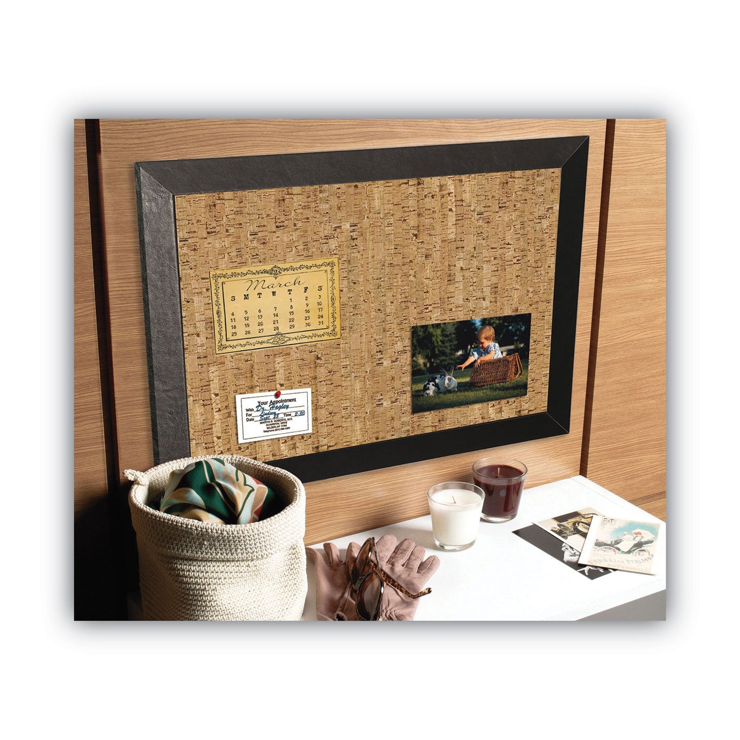 MasterVision Natural Cork Bulletin Board, 36 x 24, Tan Surface, Black Wood Frame (SF0722581012)