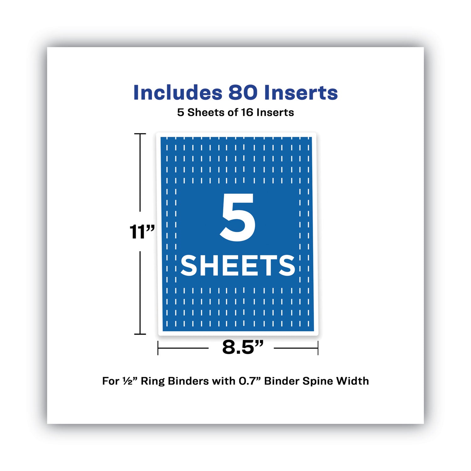 Avery Binder Spine Inserts, 0.5" Spine Width, 16 Inserts/Sheet, 5 Sheets/Pack (89101)