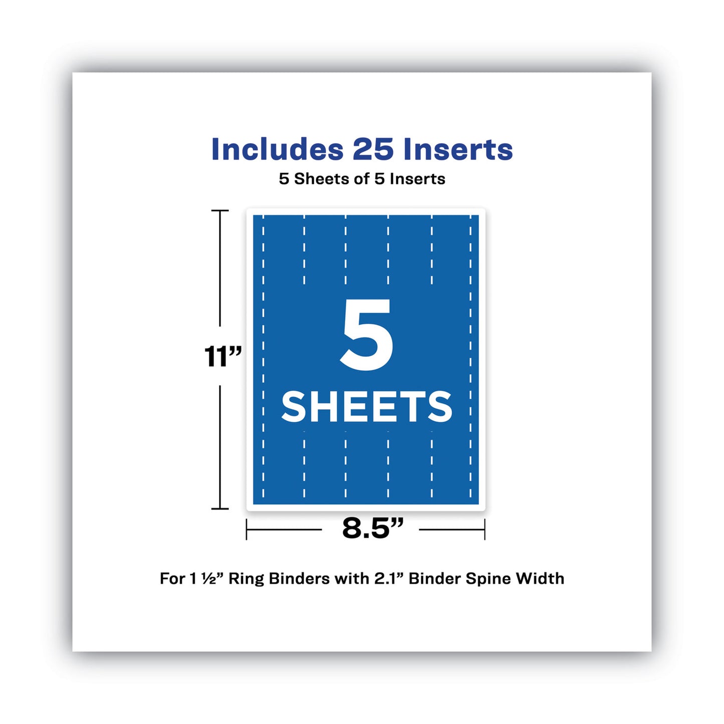 Avery Binder Spine Inserts, 1.5" Spine Width, 5 Inserts/Sheet, 5 Sheets/Pack (89105)