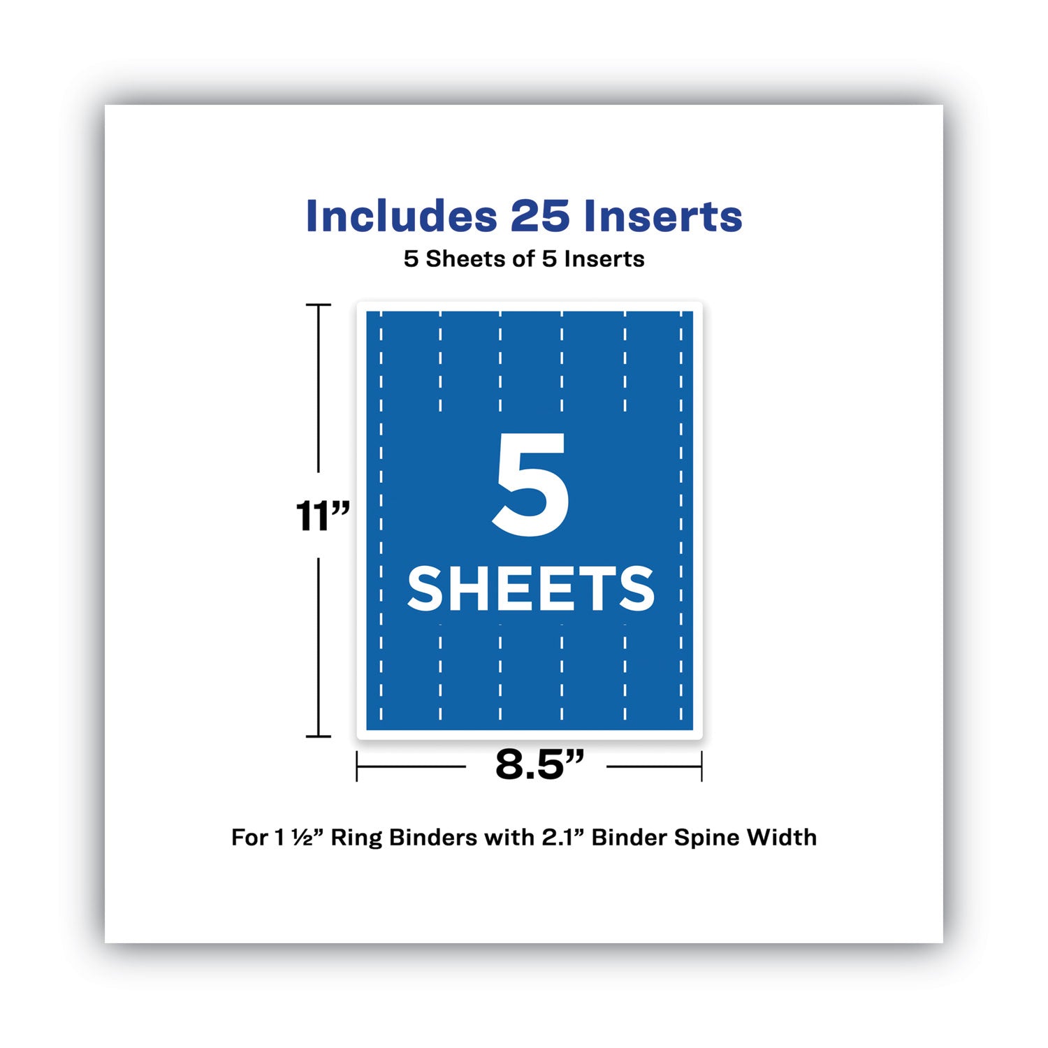 Avery Binder Spine Inserts, 1.5" Spine Width, 5 Inserts/Sheet, 5 Sheets/Pack (89105)