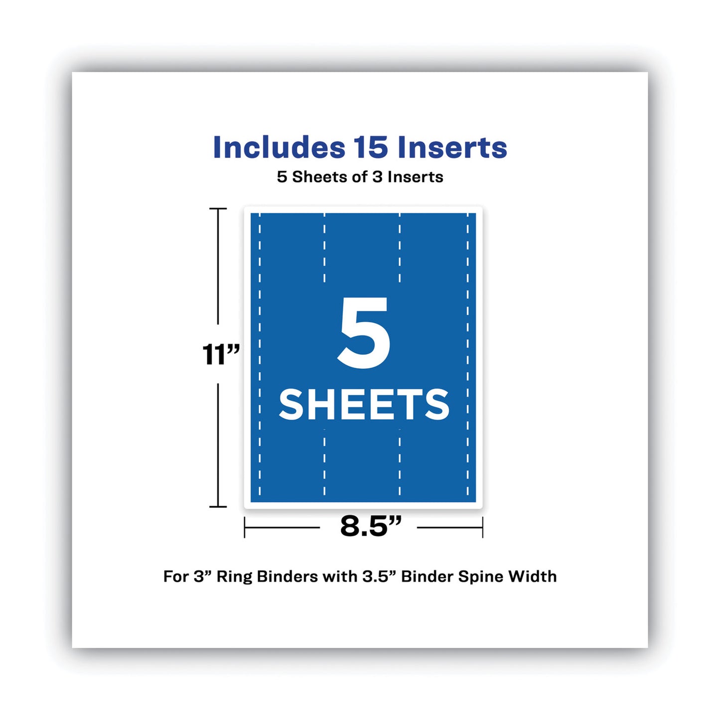 Avery Binder Spine Inserts, 3" Spine Width, 3 Inserts/Sheet, 5 Sheets/Pack (89109)