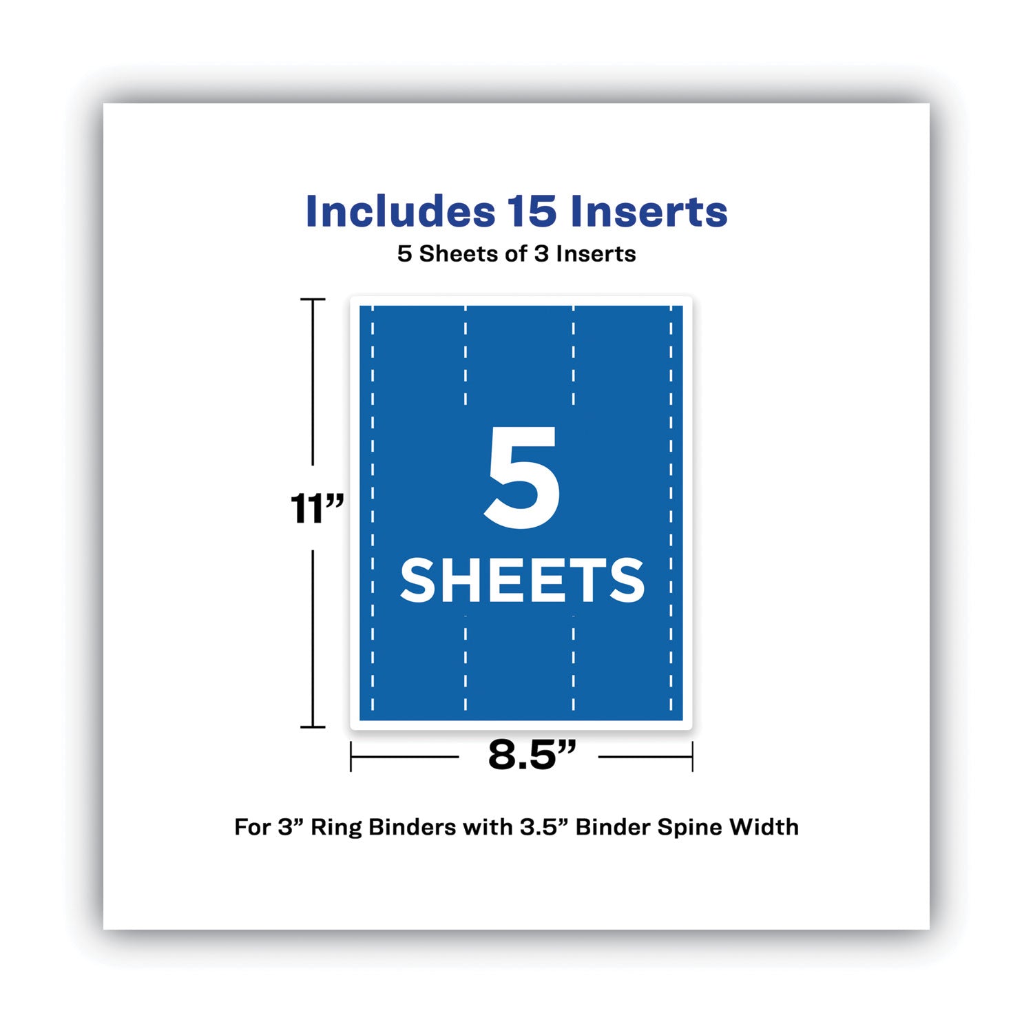 Avery Binder Spine Inserts, 3" Spine Width, 3 Inserts/Sheet, 5 Sheets/Pack (89109)