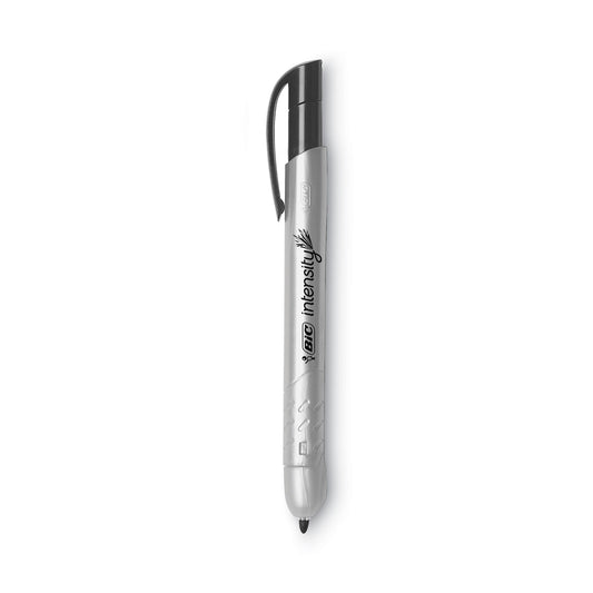 BIC Intensity Retractable Permanent Marker, Fine Bullet Tip, Black, Dozen (PMR11BK)