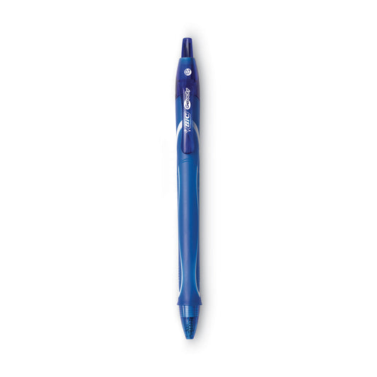 BIC Gel-ocity Quick Dry Gel Pen, Retractable, Medium 0.7 mm, Blue Ink, Blue Barrel, Dozen (RGLCG11BE)