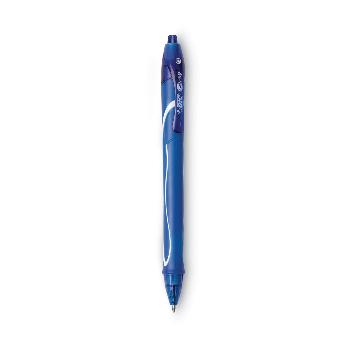 BIC Gel-ocity Quick Dry Gel Pen, Retractable, Medium 0.7 mm, Blue Ink, Blue Barrel, Dozen (RGLCG11BE)