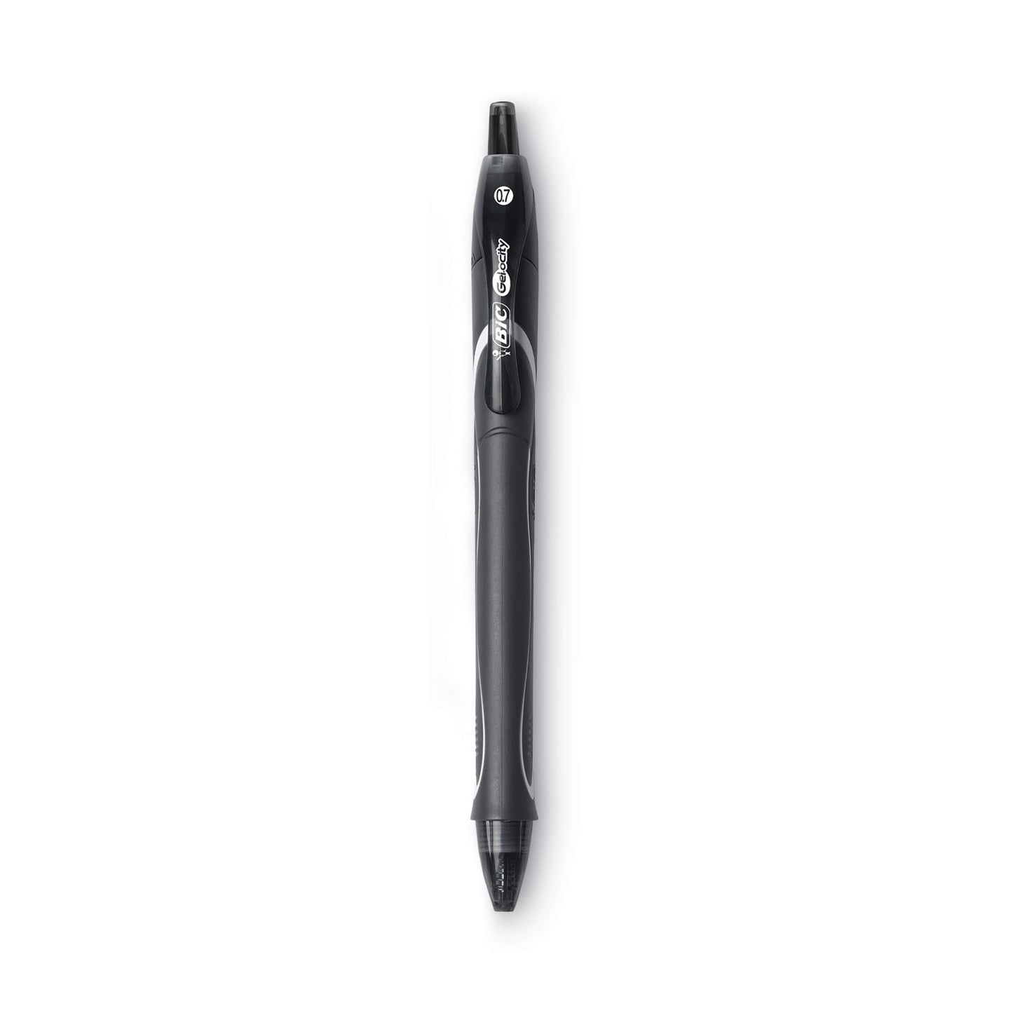 BIC Gel-ocity Quick Dry Gel Pen, Retractable, Medium 0.7 mm, Black Ink, Black Barrel, Dozen (RGLCG11BK)